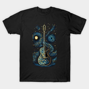 Starry Guitar Gifts Guitarist Rock Concert Festival Guitar T-Shirt